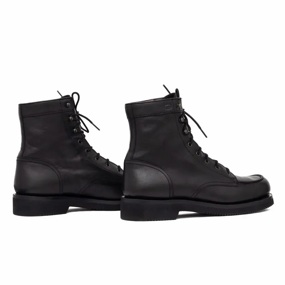 GUCCI Tom Ford Era Men's Leather Moc Toe Combat Boot Black EU43.5/US10.5